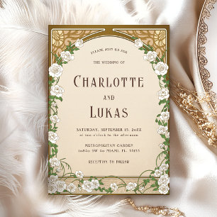 Floral Art Nouveau Vintage Wedding Invitation