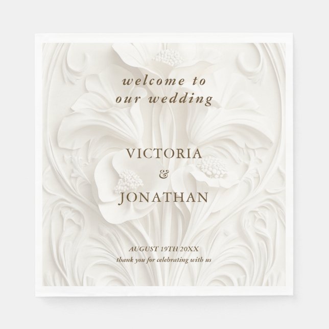 Floral Art Nouveau Vintage Wedding  Napkins (Front)