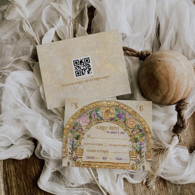 Floral Art Nouveau Wedding RSVP Response Card (Creator Uploaded)