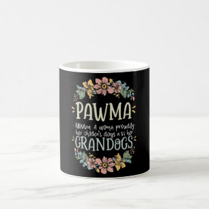Floral Art Pawma Noun Definition Mama Grandma Dog  Coffee Mug