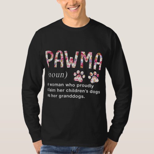Floral Art Pawma Noun Definition Mama Grandma Dog  T_Shirt