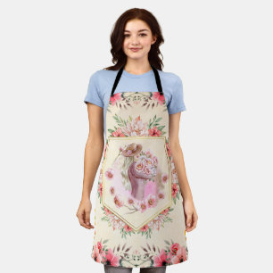 Floral Art, Pink Flowers, Lady Of Spring Apron