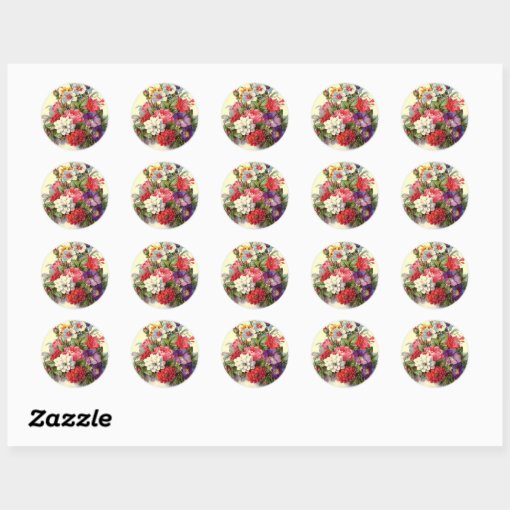 Floral Art Round Sticker | Zazzle