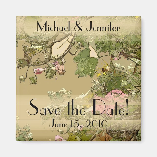Floral Art Save the Date Magnet (Front)