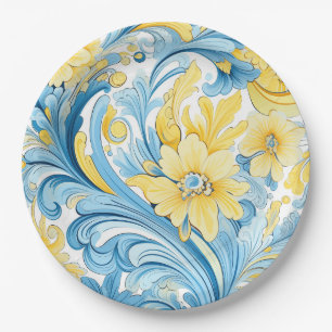 Floral art Ukrainian motifs Paper Plates