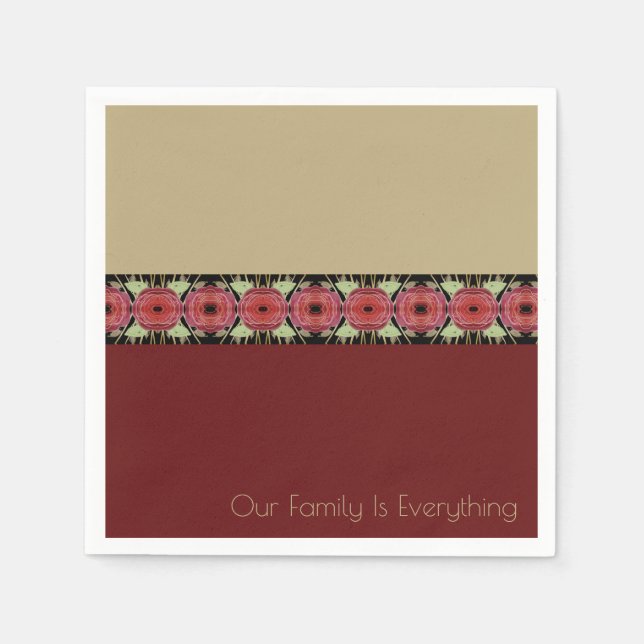 Floral Art With Burgundy And Pinks Napkins (Front)