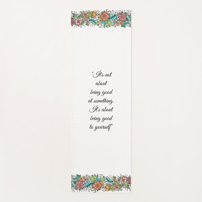 Floral art yoga mat - customize your quote (Front)