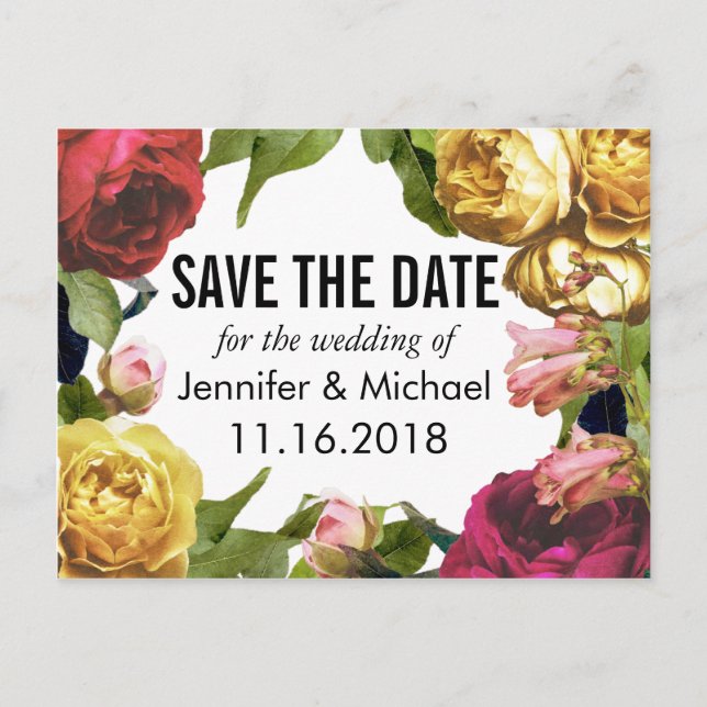 Floral Artistry Save the Date Announcement Postcard (Front)