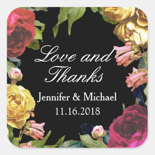 Floral Artistry Wedding Square Sticker