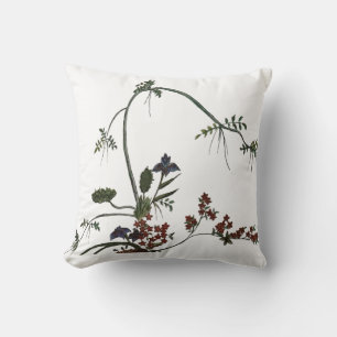 Floral Artwork Japanese Flower Throw Pillow