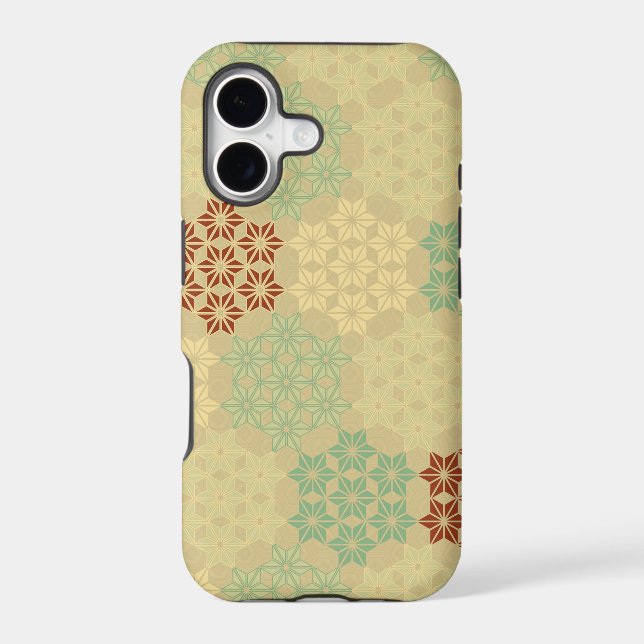 Floral (Asanoha) Pattern Gold Iphone Case (Back)
