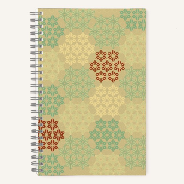 Floral (Asanoha) Pattern Golden Notebook (Front)