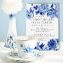 Floral Asian Influence Blue White Bridal Shower Invitation