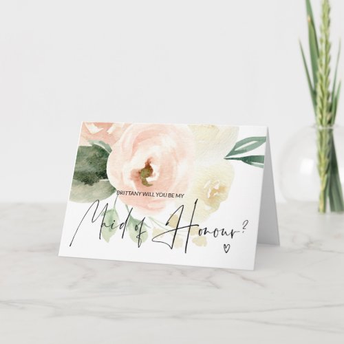 Floral Asking Maid of Honour Proposal Wedding Card