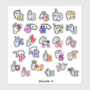 Floral ASL Alphabet Sticker