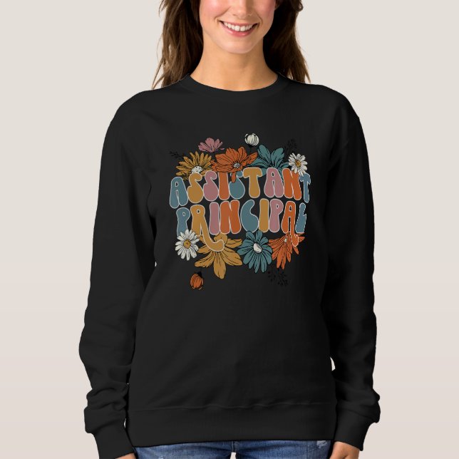 Floral Assistant Principal Hello Fall Autumn Thank Sweatshirt (Front)