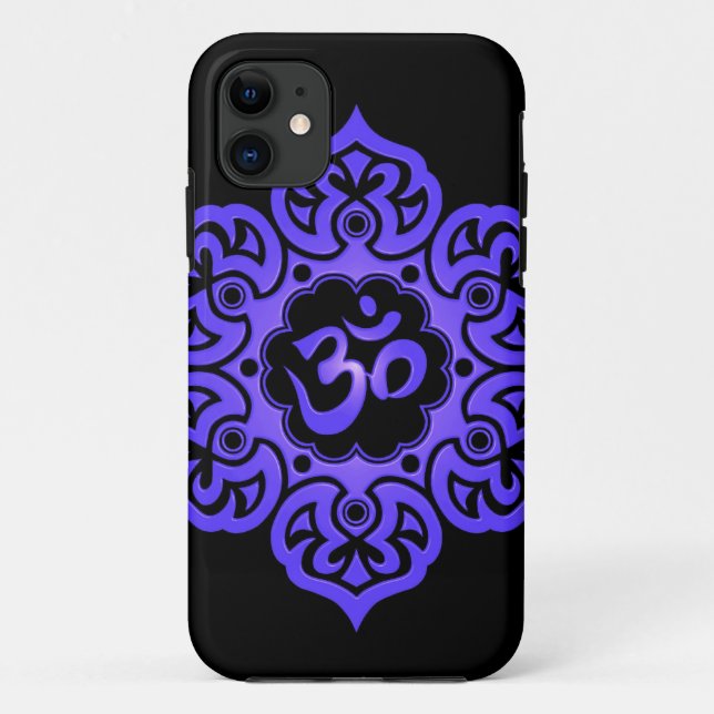 Floral Aum Design – blue and black Case-Mate iPhone Case (Back)