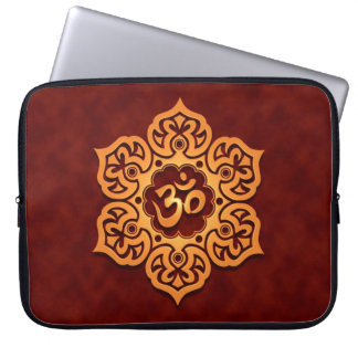 Floral Aum Design, golden red Laptop Sleeve
