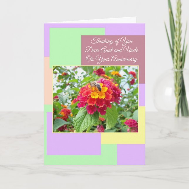 Floral Aunt Uncle Personalised Wedding Anniversary Card (Front)