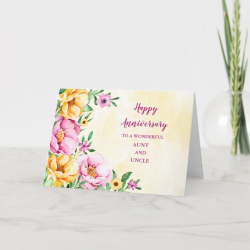 Floral Aunt  Uncle Wedding Anniversary Card