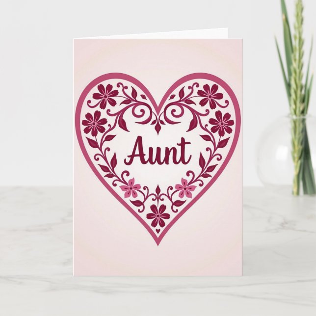 Floral Aunts Day Heart Card (Front)