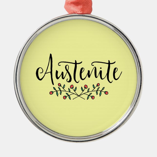 Floral Austenite Yellow Bookish Metal Ornament (Front)