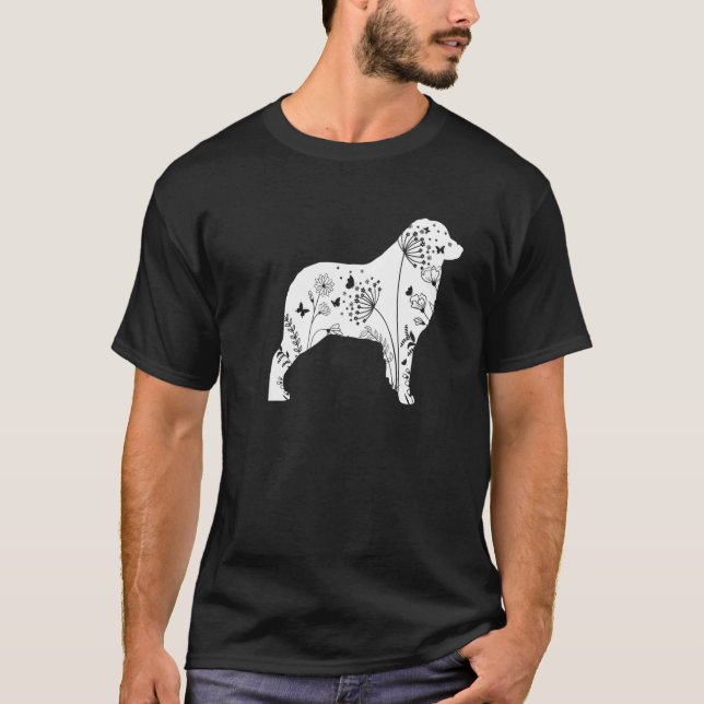 Floral Australian Shepherd Mom  Dog  Mother's Day T-Shirt (Front)