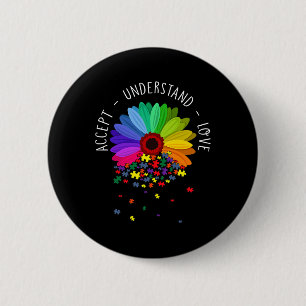 Floral Autism Awareness Daisy Flower Autism Mom Su Button