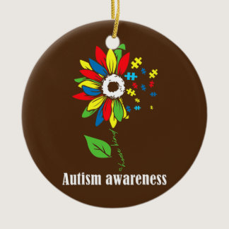 Floral Autism Awareness Daisy Flower For Men Ceramic Ornament