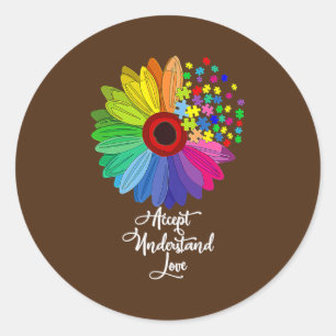 Floral Autism Awareness Daisy Flower For Men Classic Round Sticker