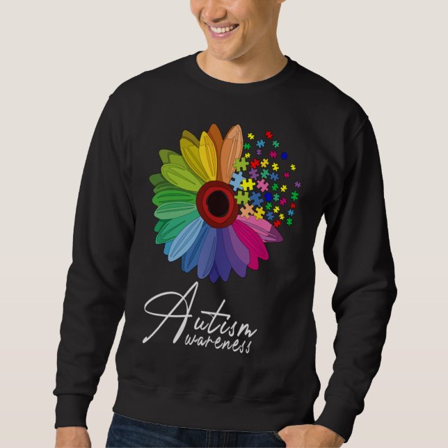 Floral Autism Awareness Daisy Flower For Men Women Sweatshirt (Front)