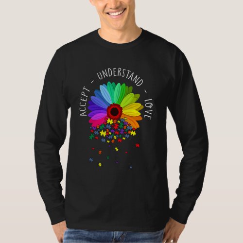 Floral Autism Awareness Daisy Flower For Mom Women T_Shirt