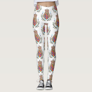 floral autistic mama bear leggings