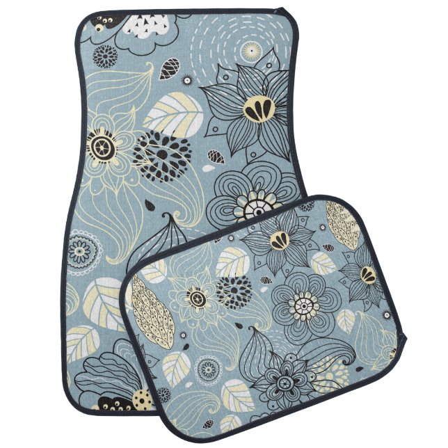 Floral Autumn: Elegant Seasonal Design Car Floor Mat (Set)