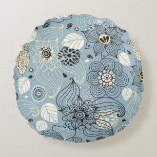 Floral Autumn: Elegant Seasonal Design Round Pillow
