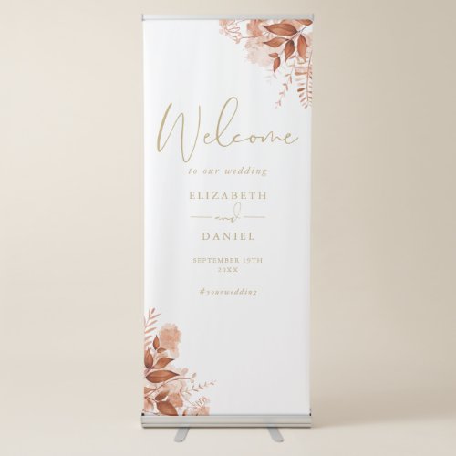 Floral Autumn Fall Gold Wedding Welcome Retractable Banner