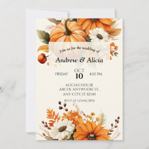 Floral autumn fall wedding invitation