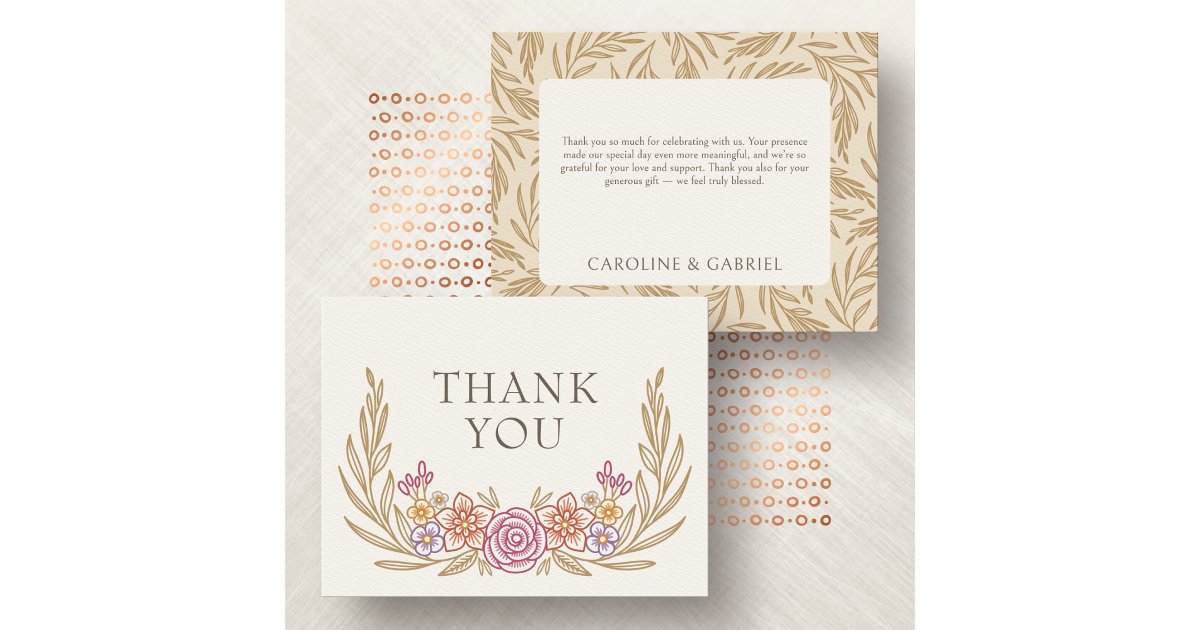 Floral Autumn Fall Wildflowers Wedding Thank You Card | Zazzle
