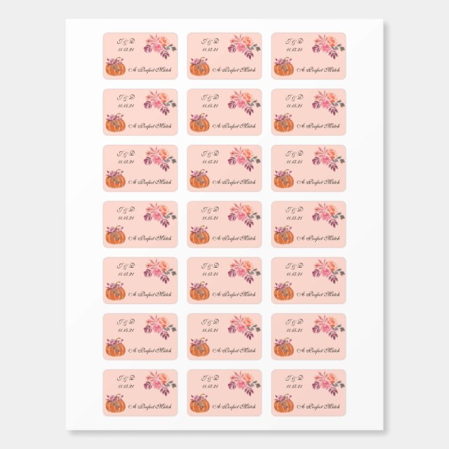 Floral Autumn Matchbook Wedding Favor Matchboxes (Sticker Sheet)