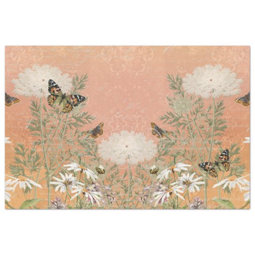 Floral Autumn Paris Butterfly Ephemera Decoupage Tissue Paper