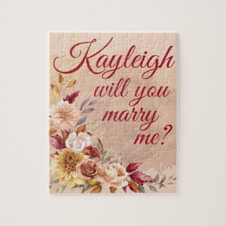 Floral Autumn Personalized Proposal Jigsaw Puzzle