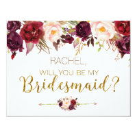 Floral Autumn Will You Be My Bridesmaid Card