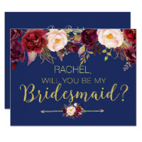 Floral Autumn Will You Be My Bridesmaid Card