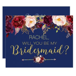 Floral Autumn Will You Be My Bridesmaid Card