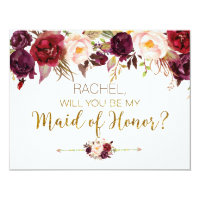 Floral Autumn Will You Be My Maid of Honor Card