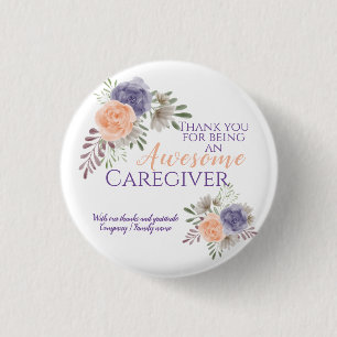 Floral Awesome Caregiver Appreciation Button