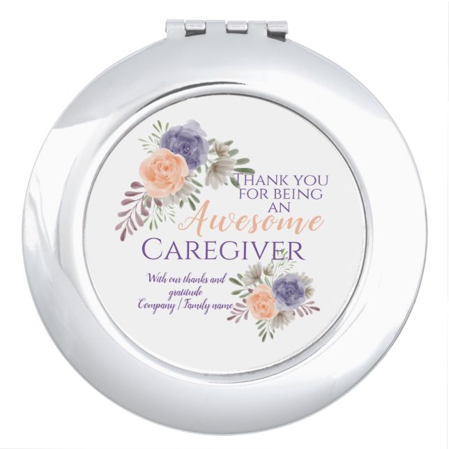  Floral Awesome Caregiver Appreciation  Compact Mirror (Front)