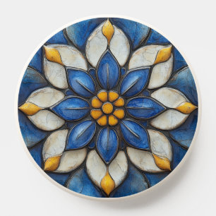 Floral Azulejo Blue White and Yellow PopSocket