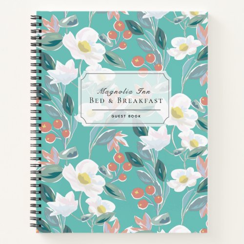 Floral BB Vacation Rental Light Teal Guest Book