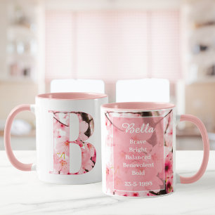 Floral B Initial Mug Personalized Name & Traits